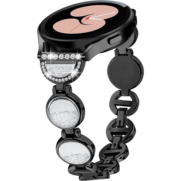 MYKOMI 20MM Bling Band Compatible with Samsung Galaxy Watch 5/4 40MM 44MM, Watch 5 Pro, Active 2 for Women Dressy Bracelet with Diamond Metal Stainless Steel Strap Wristband Crystal Watch Bands