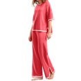 thumbnail image 1 of Ensemble Pantalon 2 Pcs pour Femmes Col Rond Manches Longues Coupe Ample Couleur Unie Tenue Quotidienne, 1 of 9