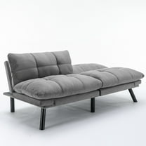 Ecarpat Futon Sofa Bed, Convertible Memory Foam Sleeper Sofa, Upholstered Loveseat Sofa Bed Lazy Futon for Living Room, Small Space, Apartment Office, Light Grey