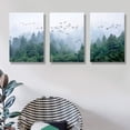 thumbnail image 3 of Canvas art Green forest art Nordic home Decoration Forest landscape Natural art Canvas print poster Bedroom bathroom mural 30cmx40cm x3 panel Frame canvas Wall art for modern living room Decoration, 3 of 6