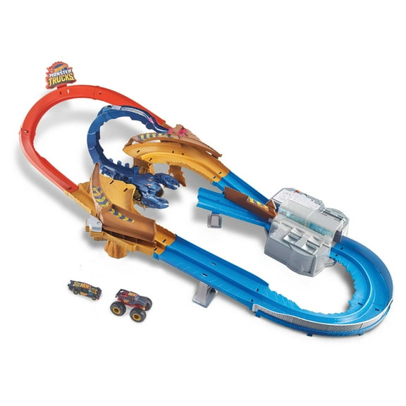 Hot Wheels Monster Trucks Scorpion String Raceway Track Set with 1 Toy Monster Truck & 1 Car