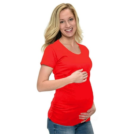 

Short Sleeve Ruched Side Round Bottom Maternity Tee