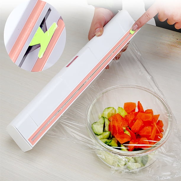 Fiudx Cortador de Film Transparente, Cuchillas Seguras, Diseño Ergonómico, Corte Preciso de Film Transparente, Accesorio de Cocina Moderno, Almacenamiento Práctico, Fácil de Usar, Material Abs, Tamañ