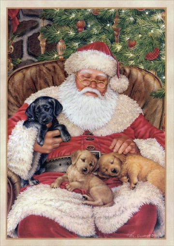 NEW Pugs Christmas Choir Fawn Black Santa Dogs Holiday Blank Note Cards Set Of 8 