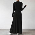 thumbnail image 5 of Women's Fall Winter Slim-Fit Crew Neck Knit Maxi Dresses Casual Solid-Color Long Sleeve Slim Fit Flowy Sweater Dress, 5 of 7