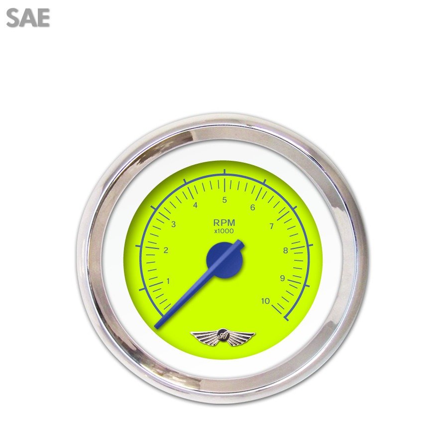 Tachometer Gauge with emblem VX Green , Blue Modern Needles, Chrome