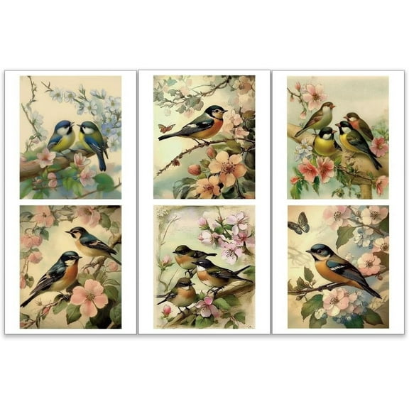 1Set 3 Sheets 3 Styles PVC Waterproof Decorative for Furniture Decoration Bird Stickers Self Adhesive Decals 300x150mm 1 sheet/style