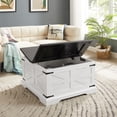 thumbnail image 3 of Farmhouse Coffee Table, Square Wood Center Table with Large Hidden Storage Compartment for Living Room, Center Table Rustic Cocktail Table with Hinged Lift Top for Home, White/Brown, 3 of 10