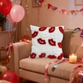 thumbnail image 5 of Red Lips Throw Pillow, White Fluffy Textured, Decorative Cushion, Valentine's Romance Theme for Couch Sofa Home Decor Gift (45x45cm), 5 of 6