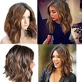 thumbnail image 2 of Cheveux Courts Ondulés Bobo Humain Rose Net Perruques Sans Colle Perruques avant Femmes Noires, 2 of 5