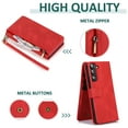 thumbnail image 4 of SaniMore Samsung Galaxy S24 Plus Case (6.6" 2024) with Zipper Wallet & Wrist Strap & Magnetic Closure Card Slots Kickstand Slim Full-around Protective Business Cover for Galaxy S24 Plus, Red, 4 of 14