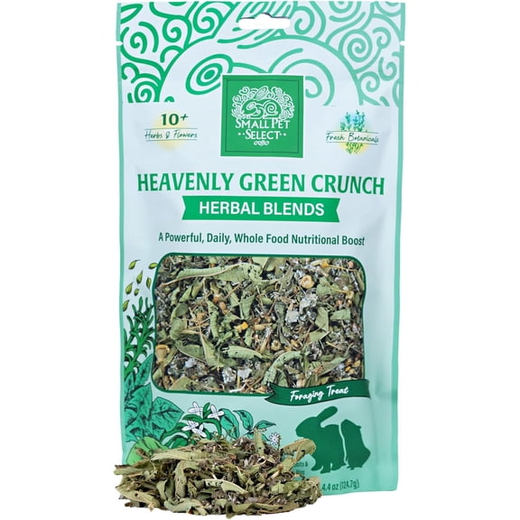 Small Pet Select - Heavenly Green Crunch Herbal Blend, a Natural Herbal Treat for Rabbits and Guinea Pigs, 4.4oz