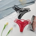 thumbnail image 5 of SCSAlgin 3PC Women's Lace Thong Strappy Underwear Panty Set Sheer Floral Soft Low Waist, 5 of 7