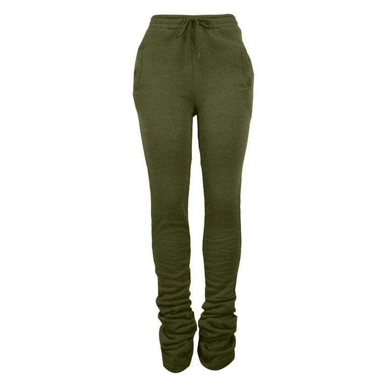 PXLKNZH Womens Sweat Pants with Pockets Casual Slim Fit Straight