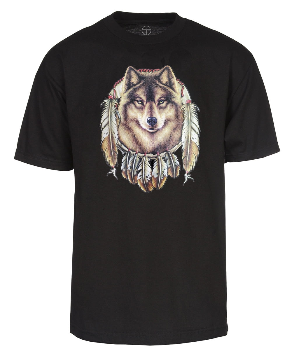 Dream Catcher Wolf T Shirt, Black, XL - Walmart.com