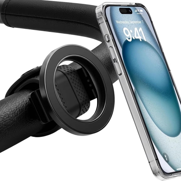 XIBUFE Magnetic Stroller Phone Holder Compatible with Magsafe, One-Hand Adjustable Strap Mount for Yoyo and Uppababy Strollers, Fits Most Strollers, Wagons, and Shopping Carts