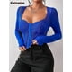 thumbnail image 5 of Cotvotee Women Clothing Corset Top Sheer Sexy Lace Long Sleeve Square Collar Breasted Tops Streetwear Fashion New Chic, 5 of 5