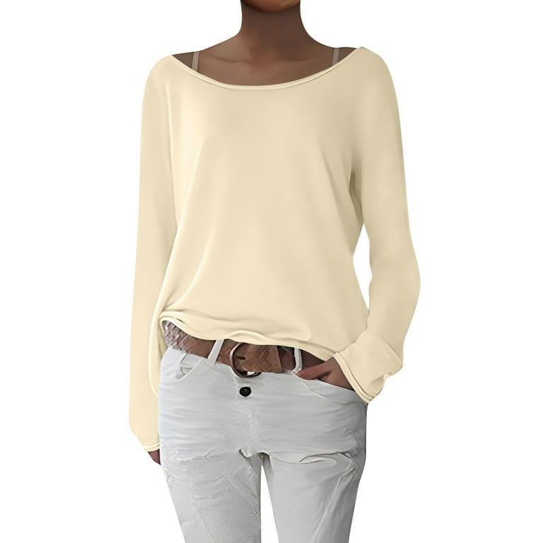 Huresd Long Sleeve Tops for Women 2024 Spring Trendy Cute Boat