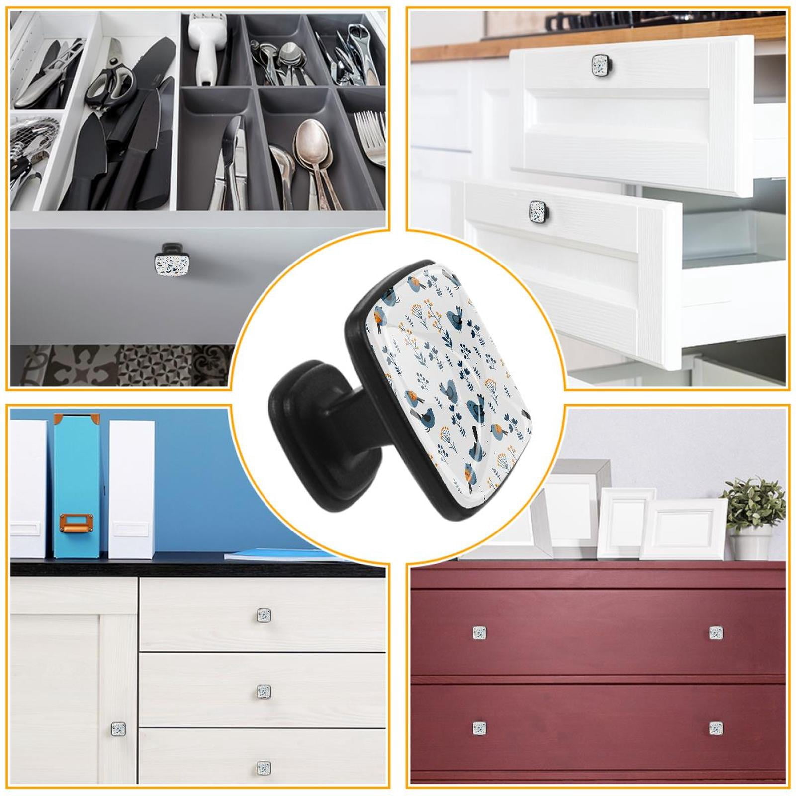 4 Pcs Cabinet Handle Drawer Pulls Spring Bird Knobs with Screws Square Furniture Office Cabinet Knob Decoration