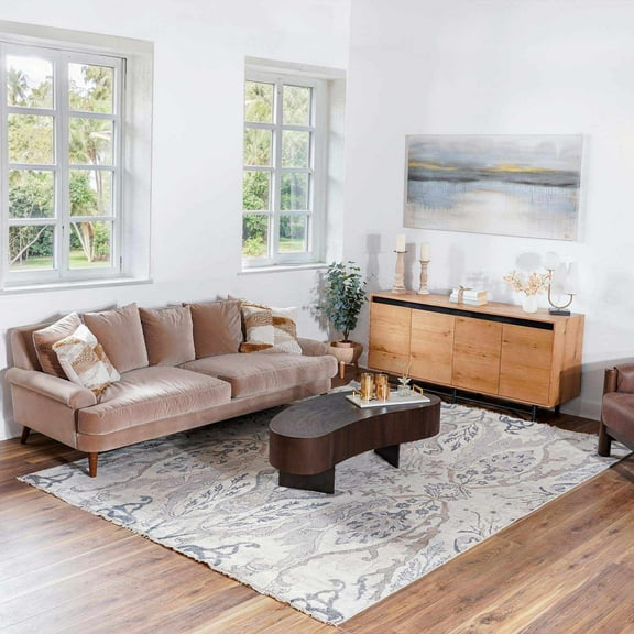 Hauteloom Lodiburg Living Room, Bedroom Area Rug - Traditional - Silver Gray, Off White, Gray - 10' x 14'