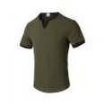 thumbnail image 4 of Pisexur T Shirts for Man , Mode Hommes Polyvalent Bloc de Couleur Mouvement Manches Courtes Blouses Col en V Vert Armée, G Chemises de Golf Hommes & Chemises Hommes, 4 of 4