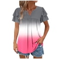 thumbnail image 1 of Camisas de Cuello de Tripulación de Manga Corta para las Mujeres Plisado Mangas de Ruffle, Cuello Redondo Casual Primavera Y Blusa de Verano, 1 of 7