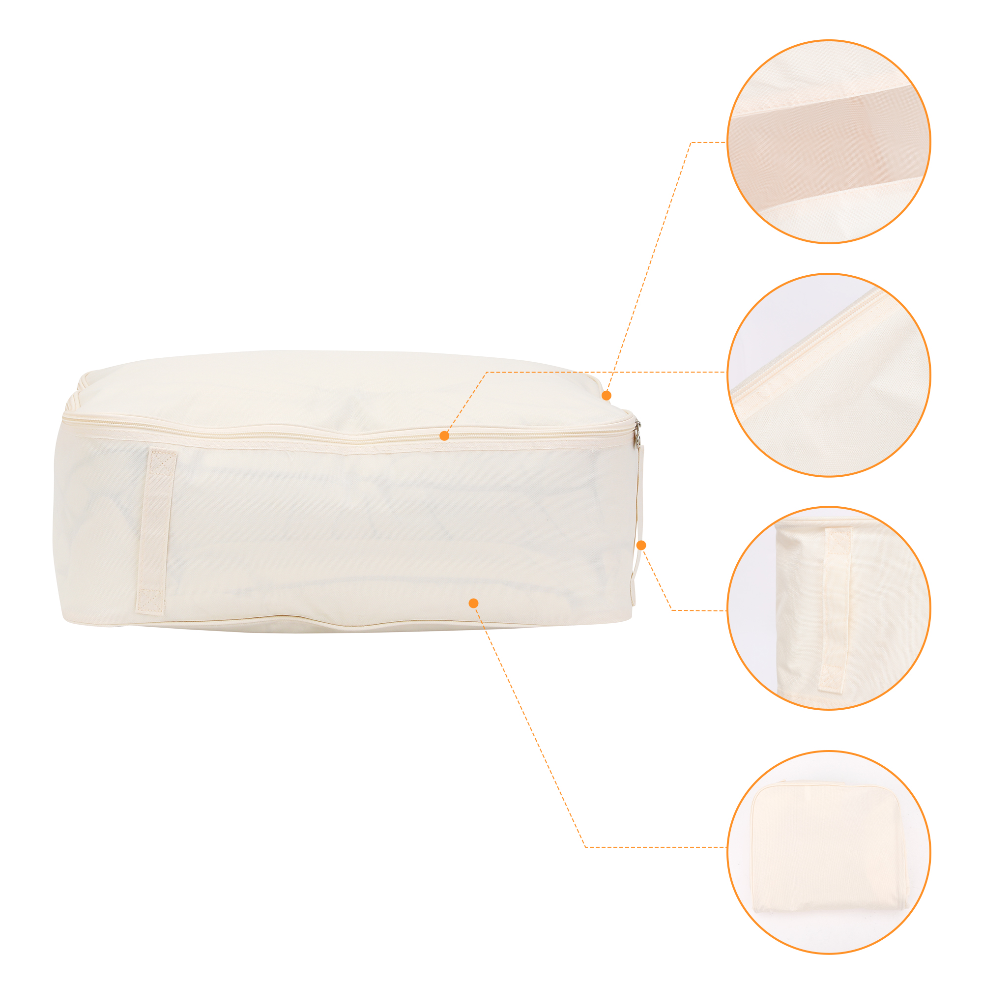 Unique Bargains Clothes Storage Bags for Closet Organizers w Handles Beige 21x12.5x8in