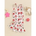 thumbnail image 2 of Suealasg Little Girls Overalls Romper Sleeveless Chicken Floral Print Jumpsuit 1T 2T 3T 4T Toddler Girls Summer Farm Flare Playsuit, 2 of 6