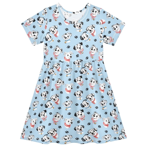 joogoo Cartoon Dogs Magical Girls' Short Sleeve Dress Kids Dresses 5-6T