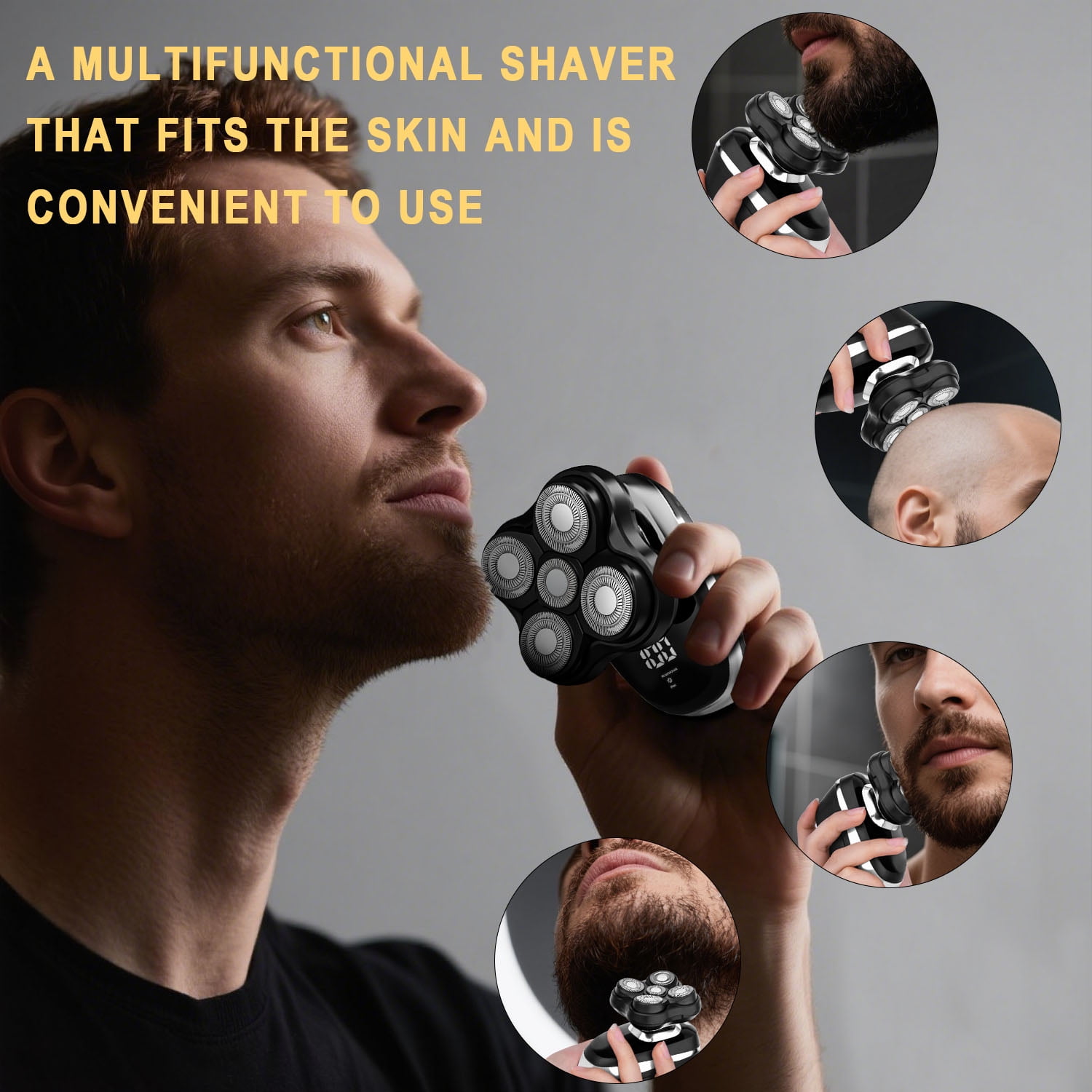 LQT Head Shavers for Bald Men,Wet & Dry Bald Head Shaver,Rechargeable Head Razor with LED Display and 3 Second Safety Lock,5D Floating Head Shaver Comes with Magnetic Detachable Blades