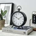 thumbnail image 3 of Vintage Non-Ticking Black Table Clock with Stand, Decorative Clock for Desk and Shelf, Rustic Farmhouse Style Mantel Timepiece, 3 of 8