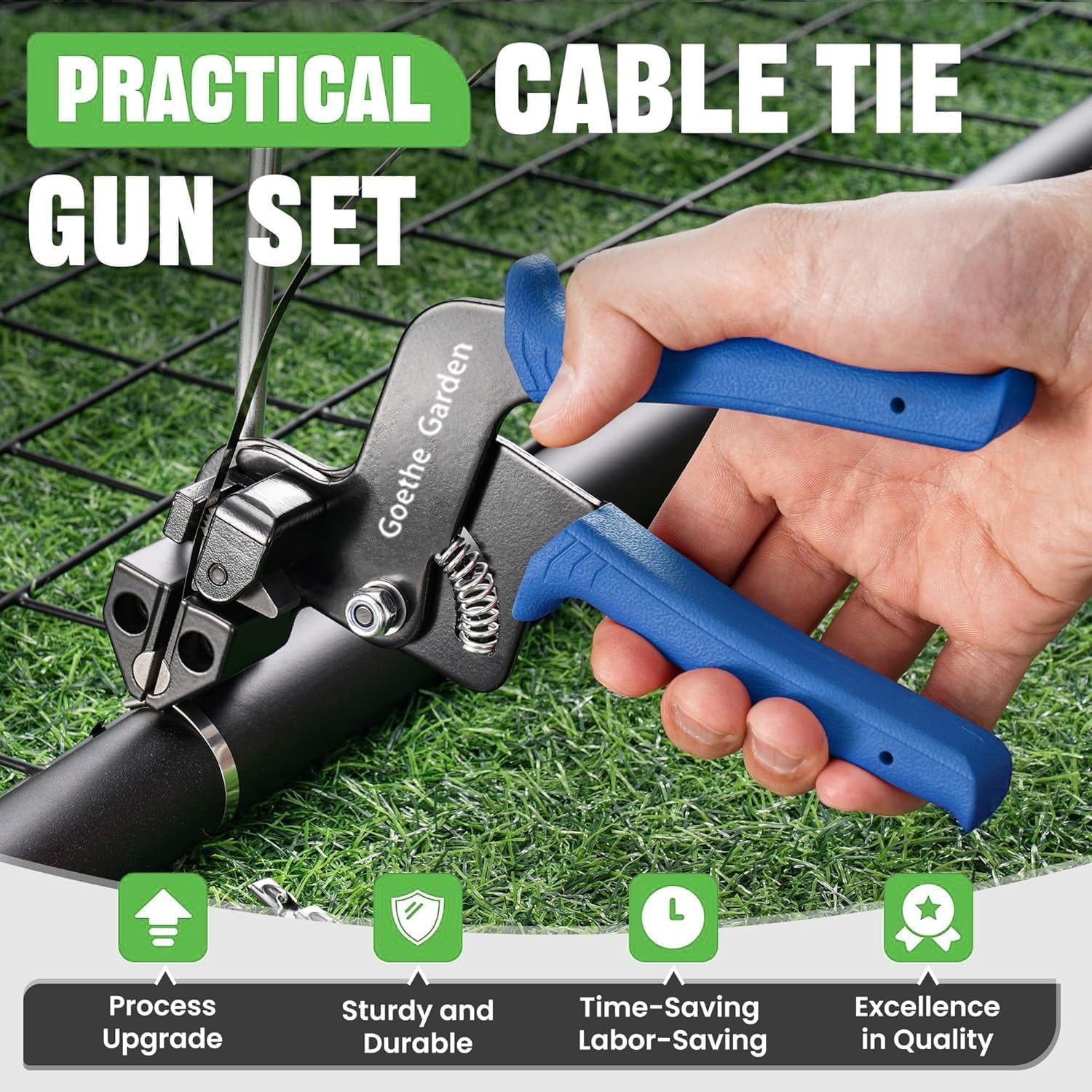 WCT322 Stainless Steel Cable Tie Gun for Fastening and Cutting up to 12mm Width Cable Ties,4 Size For Multi-purpose Cable Ties, Suitable For Fixing Fences, Pipes, Etc. Outdoor.