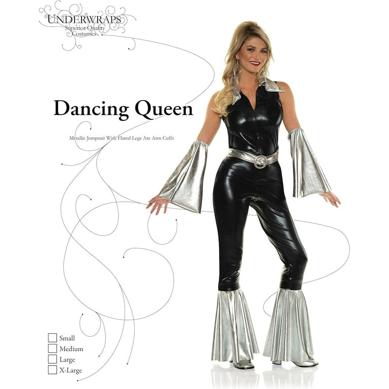 Dancing Queen Costume Adult Multi Coloured Jumpsuit Dancing Queen Costume Adult Multi Coloured Jumpsuit
