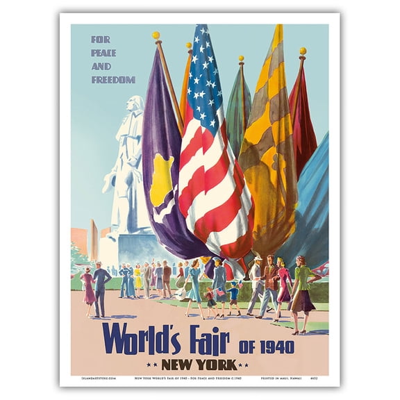 New York World’s Fair of 1940 - For Peace and Freedom - Vintage Travel Poster c.1940 - Master Art Print (Unframed) 9in x 12in