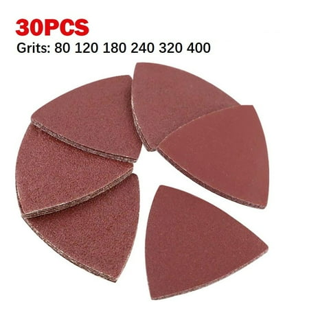 

BAMILL 30pcs 80mm Hook & Loop Triangle Sandpaper Fit 3-1/8 Inch Oscillating Multi Tool