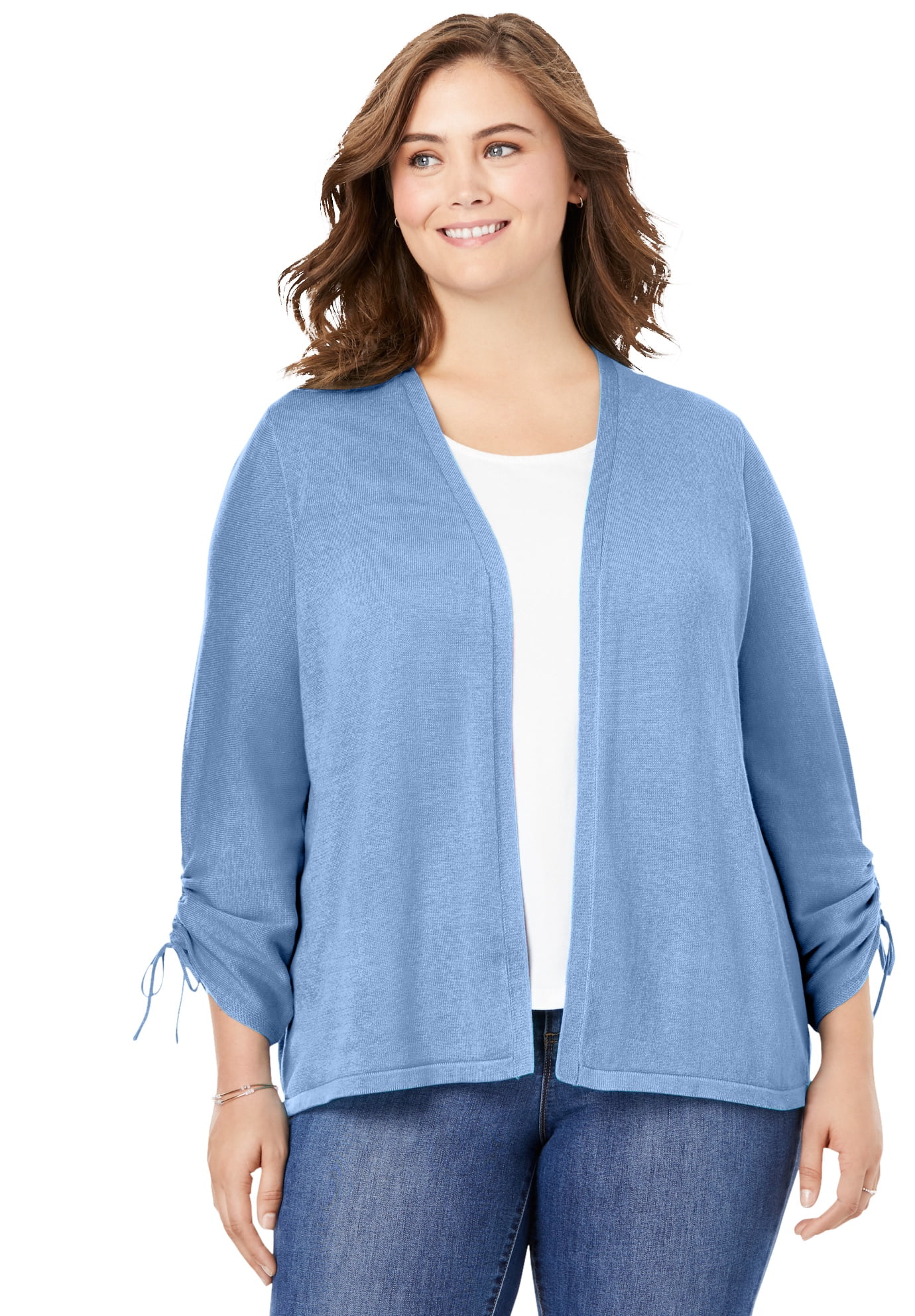 ruched sleeve cardigan