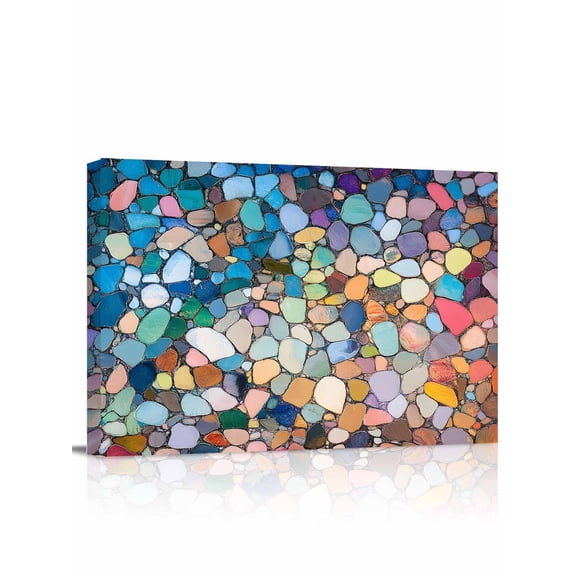 Colorful Stone Wall Art for Living Room,Canvas Picture Wall Decor for Bathroom Bedroom,Rainbow Abstract Oil Painting Brushwork Painting Artwork for Office Kitchen Hallway Dining Room Decor 24"x32"
