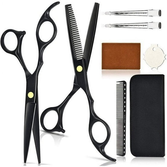 SHELLTON Professional Home Hair Cutting Kit - Quality Home Haircutting Scissors Barber/Salon/Home Thinning Shears Kit with Comb and Case for Men and Women