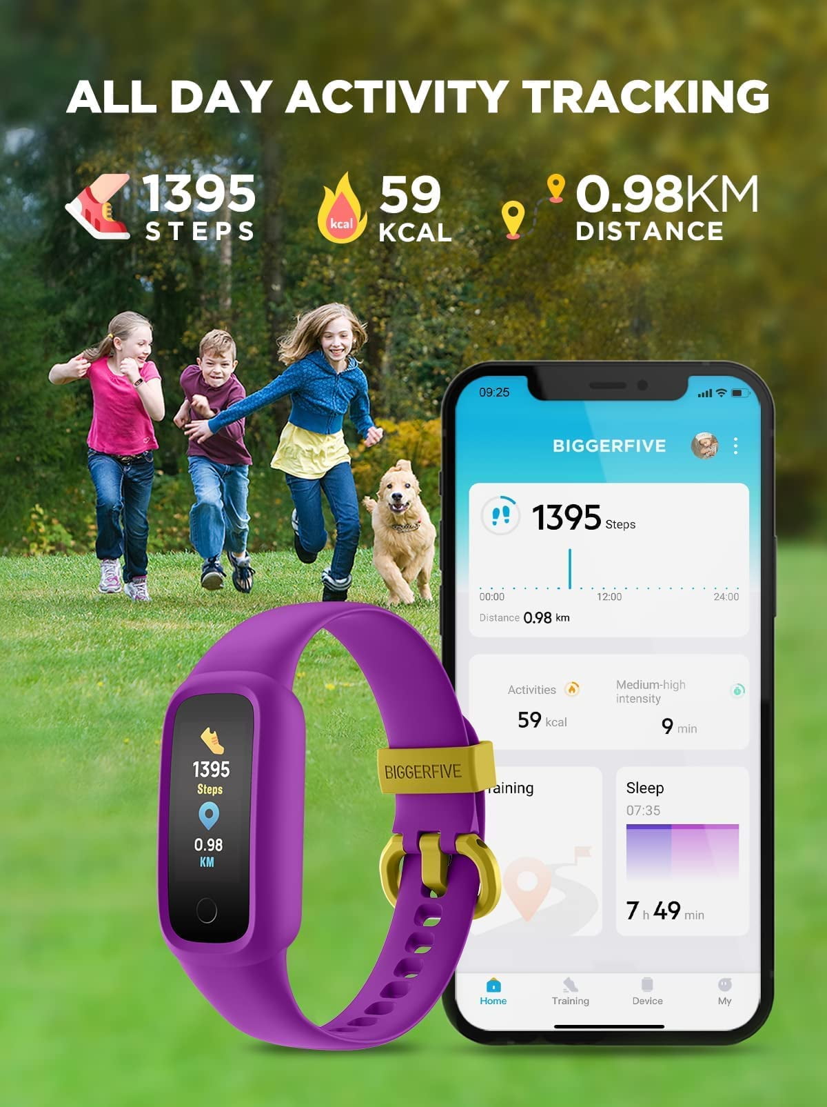 BIGGERFIVE Kids Fitness Tracker Pedometer 0.96 Activity Tracker Watch for Boys Girls IP68 Waterproof Purple Walmart