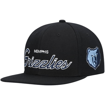 Men s Mitchell & Ness Black Memphis Grizzlies Hardwood Classics Script 2.0 Snapback Hat