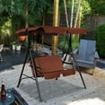 thumbnail image 4 of Costway Loveseat Patio Canopy Swing Glider Hammock Cushioned Steel Frame Outdoor Coffee, 4 of 8