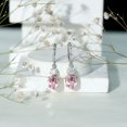 thumbnail image 5 of Lab Grown Pink Sapphire Drop Earrings with Moissanite, Lever Back Earrings - AAAA Grade, 18K White Gold, 5 of 8