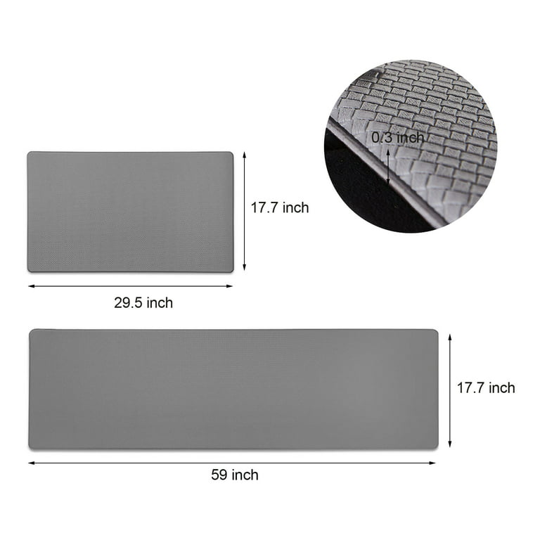 Comfort Mat Kitchen Rug Anti Fatigue for Counter Floor, Large Thick  Waterproof Washable Non Slip Rubber Padded Kitchen Sink Mats,Set of 2,Gray  