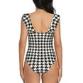 thumbnail image 6 of Yiaed Houndstooth Black And White Print Women's Ruffled One Piece Swimsuit V Neck Swimwear Slimming Monokini for Woman-Small, 6 of 8