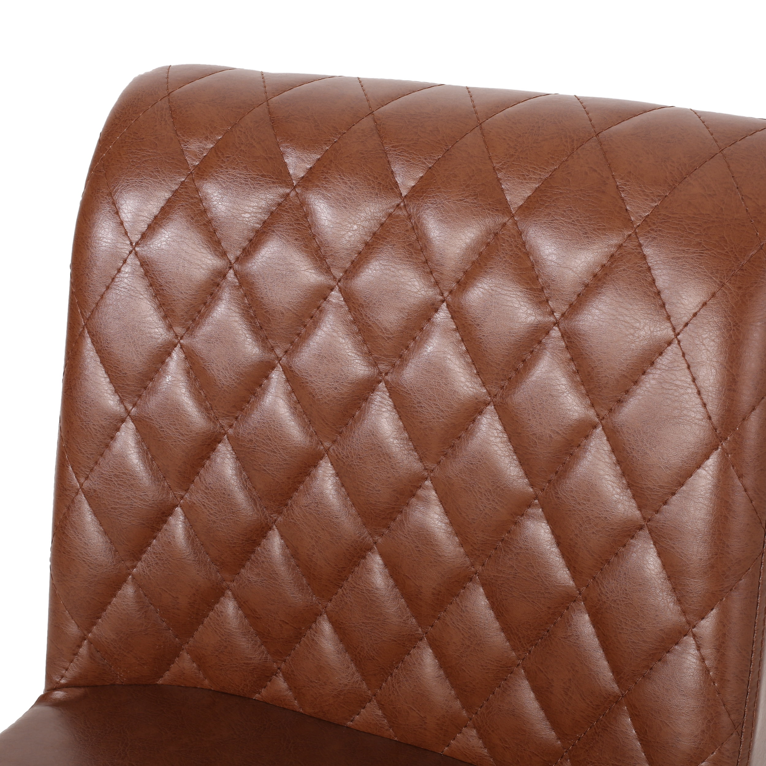 Noble House Berea Upholstered Diamond Stitch Counter Stools, Set of 2, Cognac Brown and Black