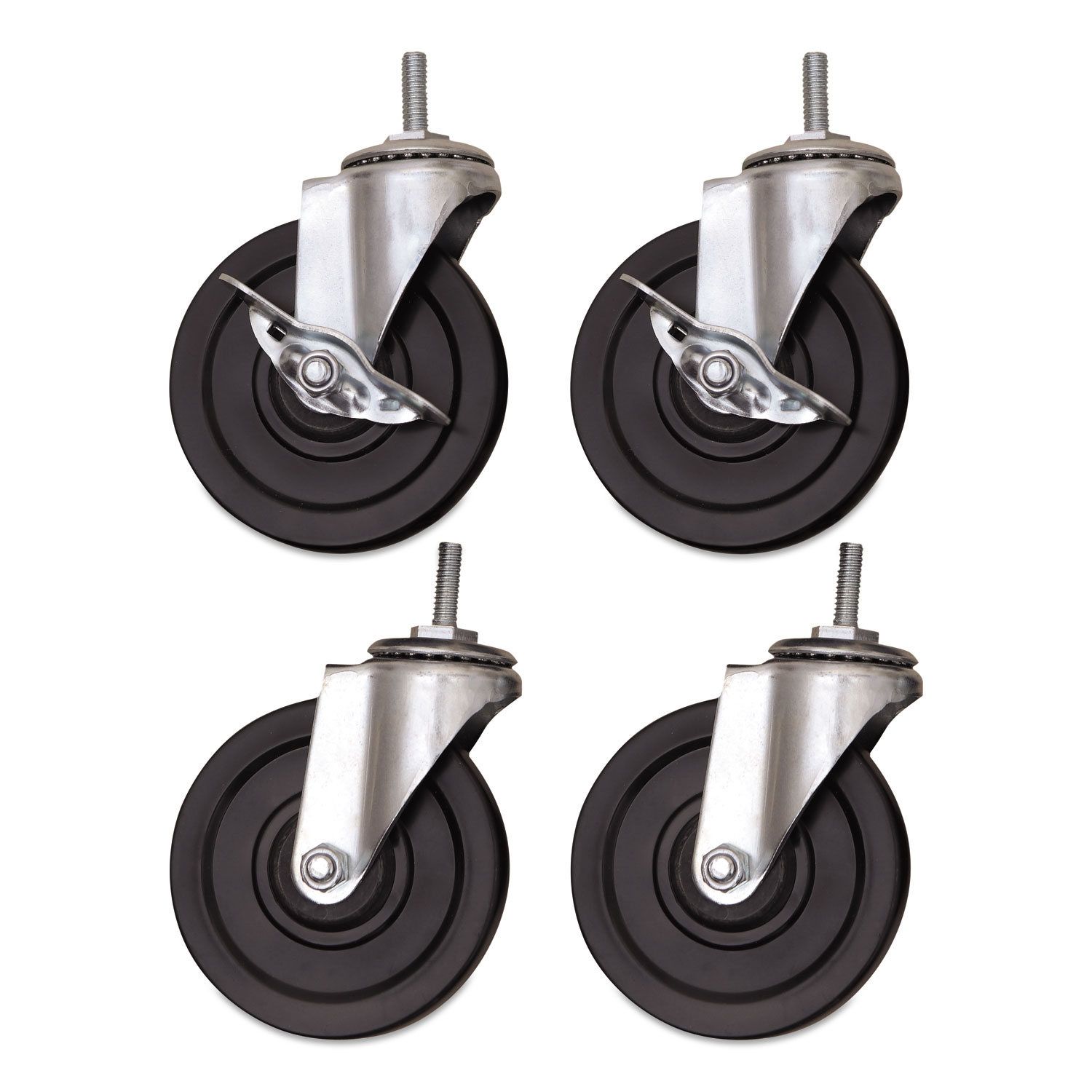Optional Casters for Wire Shelving, 200 lbs/Caster, Gray/Black, 4/Set