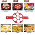 thumbnail image 3 of Paquete de 2 moldes de silicona para panqueques para huevos y tortillas, juego de 7 círculos (rojo), 3 of 5
