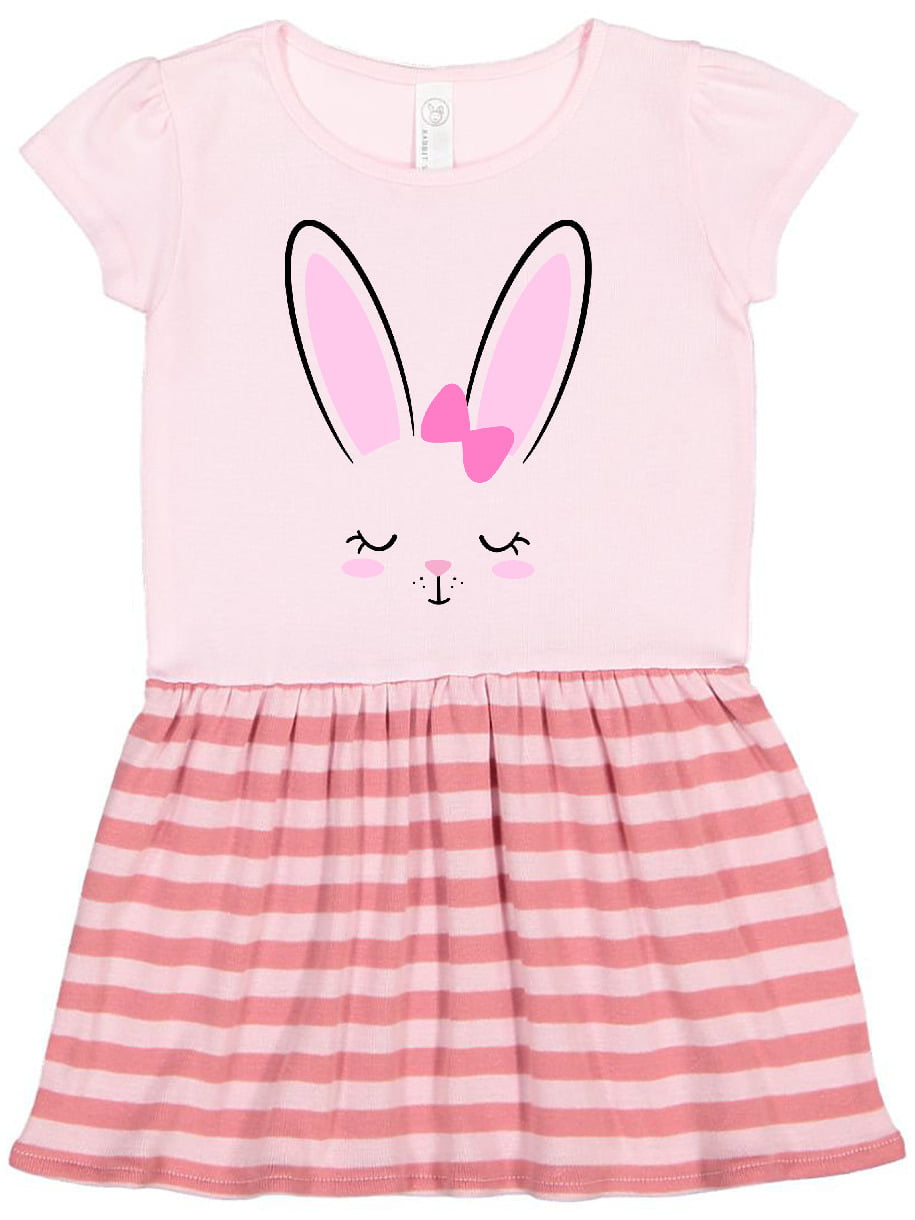 NWT Girls Easter Bunny Rabbit Pink Striped Long Sleeve Dress 3T 4T 5T 6 