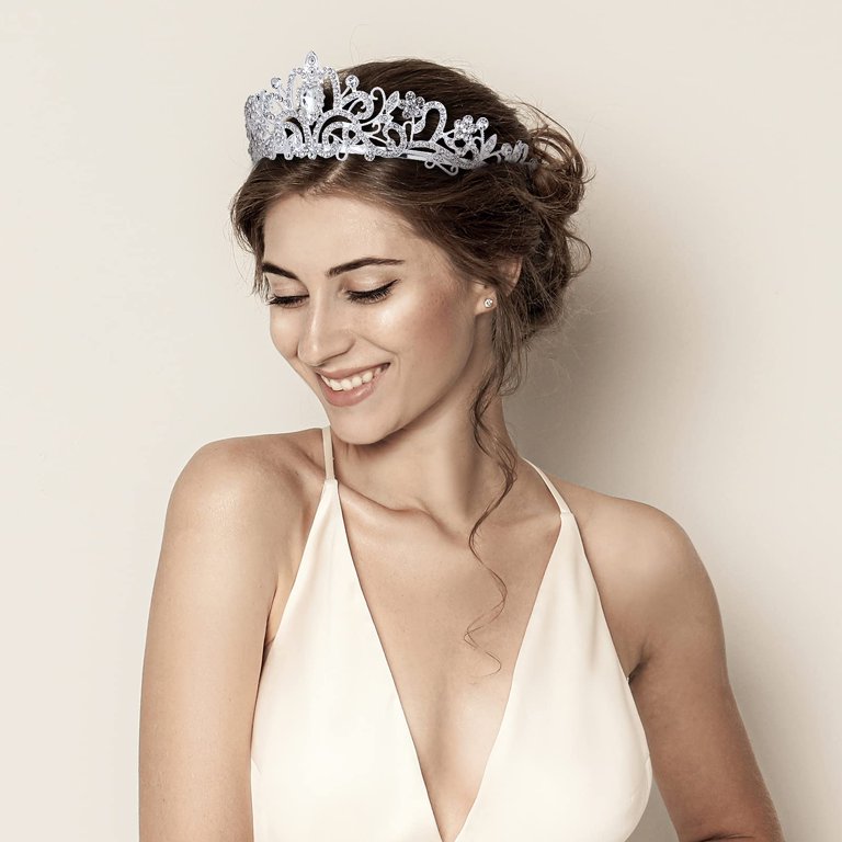 Tiaras Crowns for Women, Silver Crystal Tiara Crown Headband  display picture 1