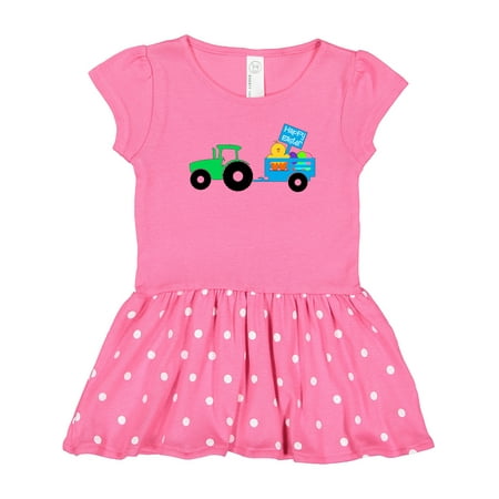 

Inktastic Happy Easter Cute Chick and Green Tractor Gift Toddler Girl Dress